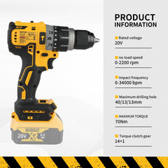 DEWALT DCD796 Cordless Impact Drill 20V Brushless Electric Driver Practical Tool for Wood Metal Masonry Drilling Repair Works