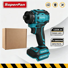 SuperPan 135N.m 0-3900IPM Brushless Cordless Impact Driver,Heavy-Duty Electric Screwdriver for Automotive&Construction,Bare Tool