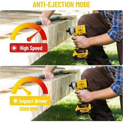 Brushless Impact Driver & Hammer Drill Combo Kit – 20V Cordless Lithium-Ion Power Tool Set with Dual High-Capacity Batteries, Comfort-Grip Design, and Portable Storage Case for Auto Maintenance, DIY Projects, and Home Repairs