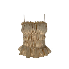 Tongse French Satin Backless Camisole Top