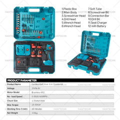 Kit Impact Battery Wireless Screw Drivers Cordless Professional Drill and Screwdriver Power Tools