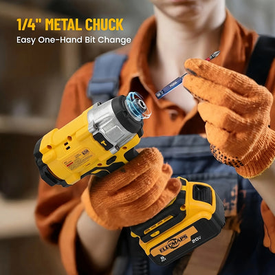 Brushless Impact Driver & Hammer Drill Combo Kit – 20V Cordless Lithium-Ion Power Tool Set with Dual High-Capacity Batteries, Comfort-Grip Design, and Portable Storage Case for Auto Maintenance, DIY Projects, and Home Repairs