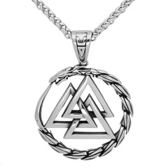 Nordic Viking Triangle Snake Rune Pendant Necklace