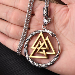 Nordic Viking Triangle Snake Rune Pendant Necklace