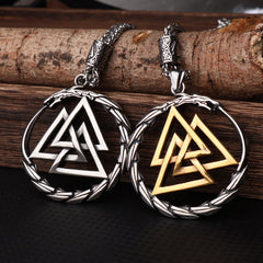 Nordic Viking Triangle Snake Rune Pendant Necklace