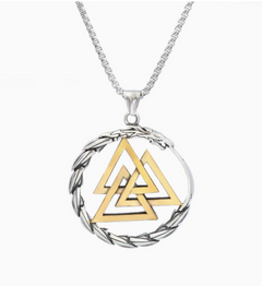 Nordic Viking Triangle Snake Rune Pendant Necklace
