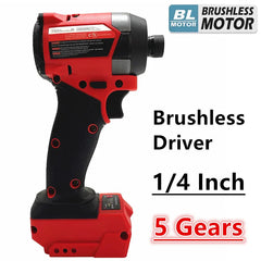 Brushless Electric Screwdriver 1/4 Inch Hex Cordless Driver 5 Gears Impact Drill Repair Power Tool Fit For Milwaukee 18V Battery