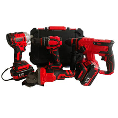Cordless 4-in-1 Lithium Ion Power Tools Combo Kit Including Hammer Drill Impact Driver Angle Grinder Wrench Fast Charger OEM